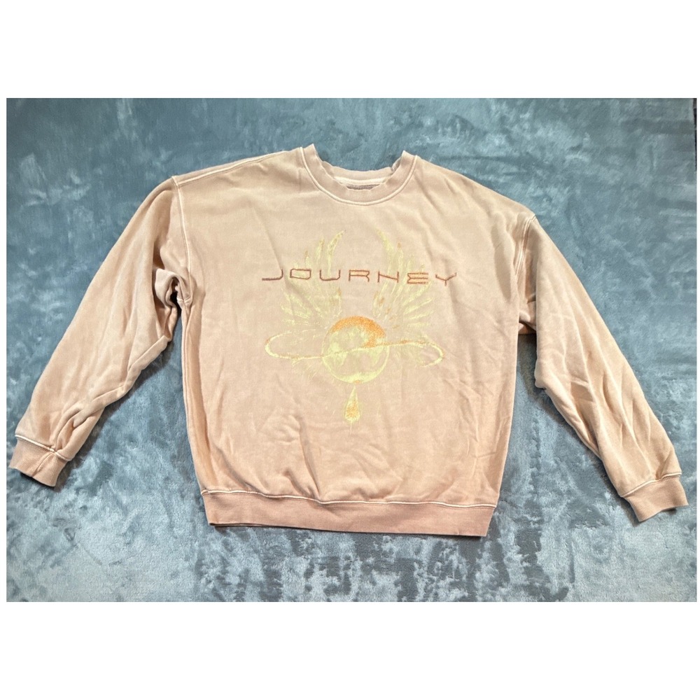 Journey Sweatshirt Goodie Two Sleeves Peach Graphic Pullover Small Winged Globe